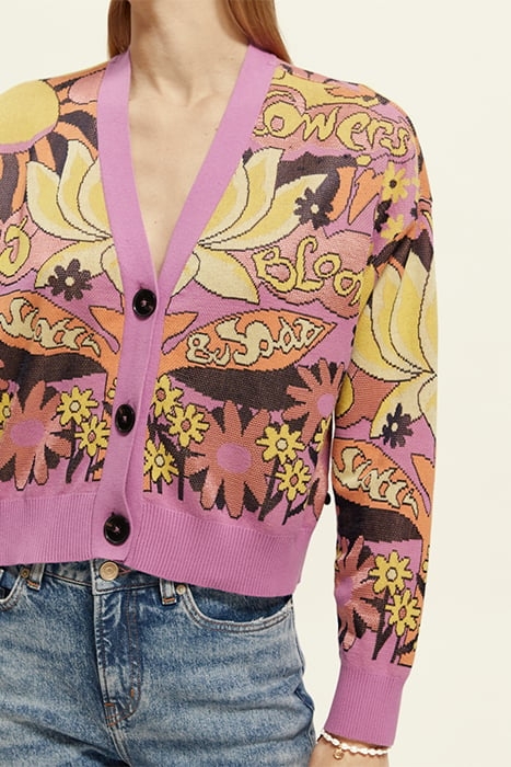 FLOWER JACQUARD CARDIGAN ORCHID PINK 5