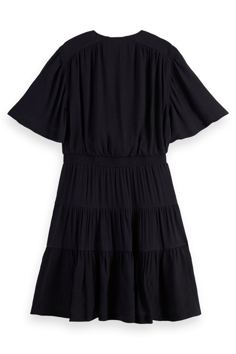 MIDI- LENGTH PANELED DRESS WITH GATHERING DETAILS BLACK 2