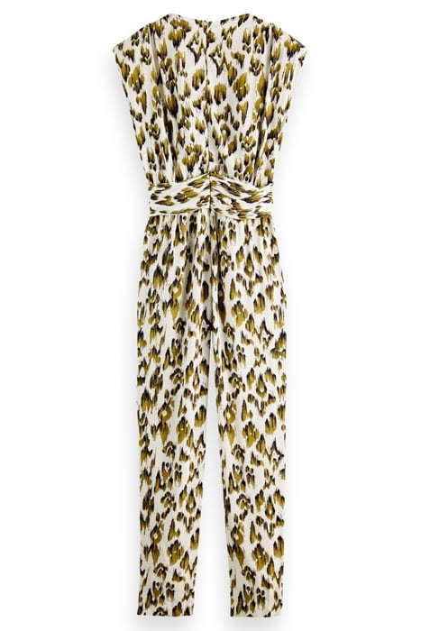 JUMPSUIT WITH KNOTTED BELT BRUSHED IKAT ARMY GREEN 8