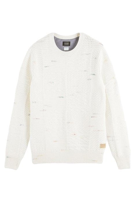 SPACE-DYE YARN STRUCTURED COTTON-BLEND PULLOVER COMBO A 1