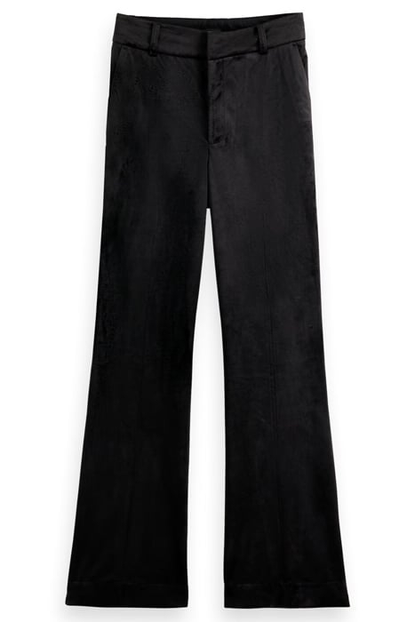 VELVET HIGH-RISE FLARED TROUSERS BLACK 1