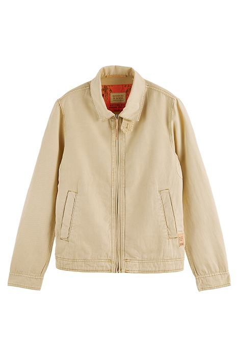 SHORT GARMENT-DYED COTTON-LINEN JACKET SAND 1
