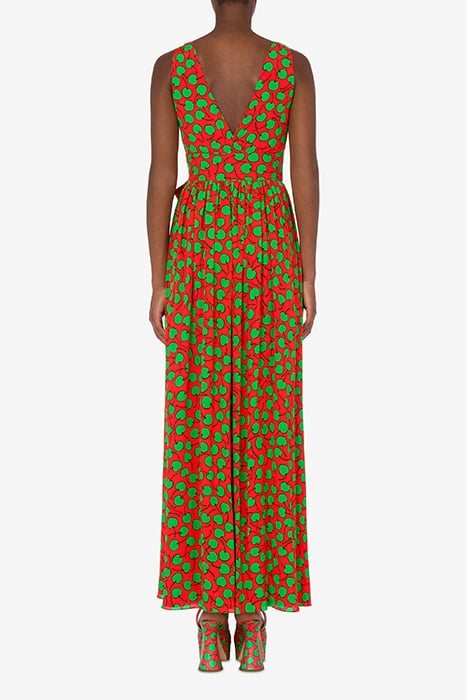 ALLOVER CHERRY GEORGETTE DRESS RED 2