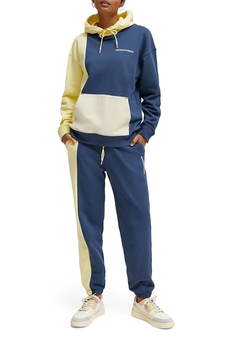 UNISEX - ORGANIC COTTON COLOURBLOCK HOODIE STORM BLUE/GLOW C 7