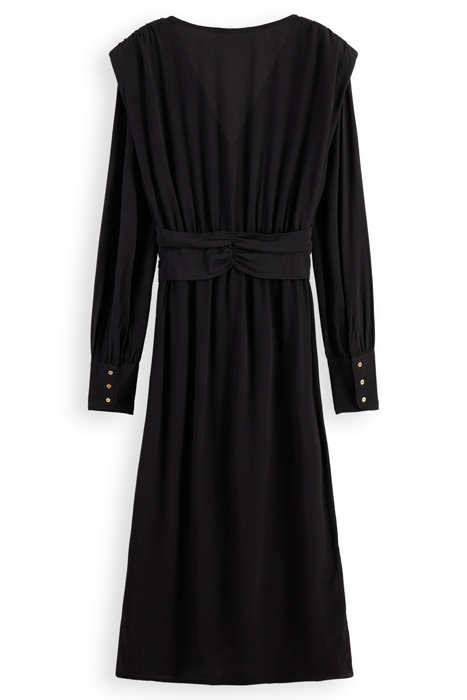 LONG-SLEEVE DRAPED DRESS WITH SLIT DETAIL BLACK 8