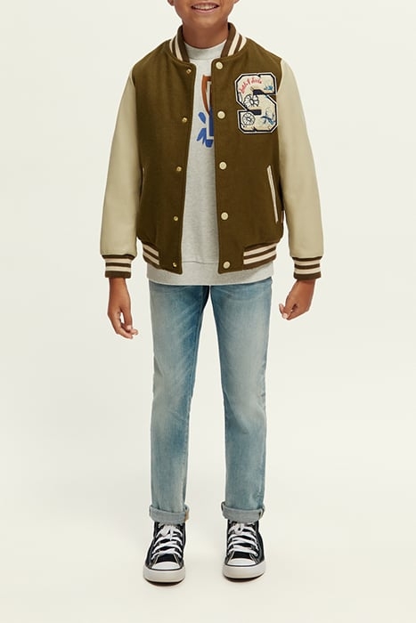 WOOL COLLEGE JACKET WITH LEATHER SLEEVES KHAKI 4