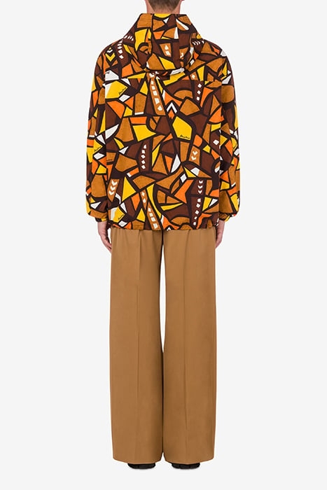 WOOD PRINT NYLON ANORAK BROWN 2