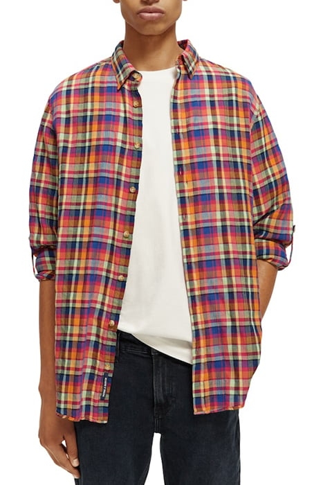 LIGHT WEIGHT VOILE SHIRT WITH SEERSUCKER RED/MULTI CHECK 2