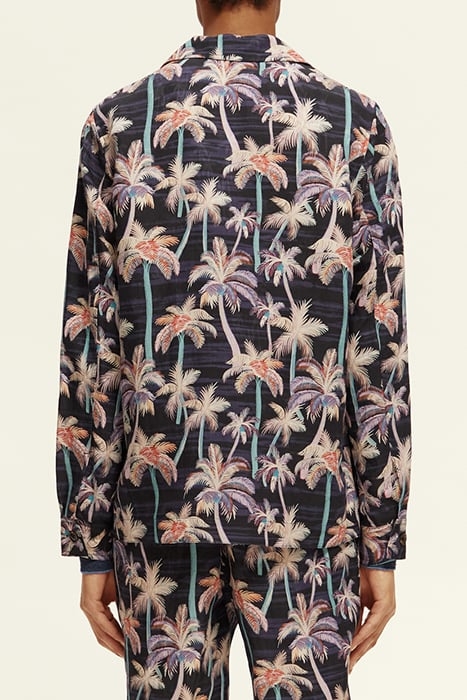 PRINTED LINEN-BLEND UNCONSTRUCTED BLAZER JACKET BLACK AOP PA 3