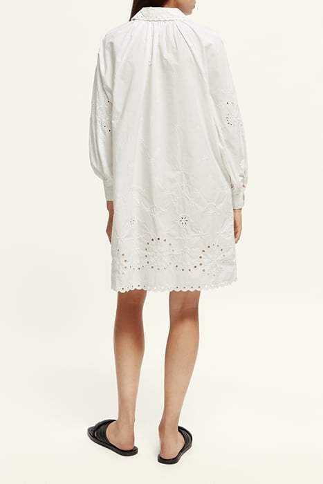 SHIRT DRESS WITH EMBROIDERY DETAIL IN ORGANIC COTTON WHITE 4