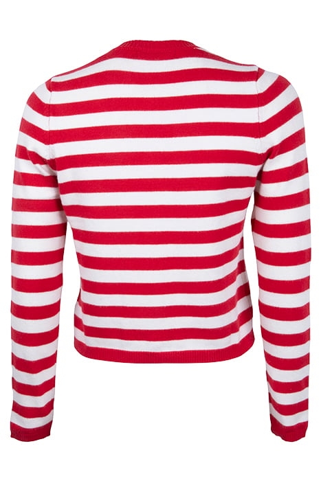 BOXY STRIPE CARDIGAN POPPY/IVORY 3