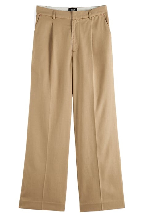 LOW-RISE WIDE LEG TROUSERS KHAKI 1