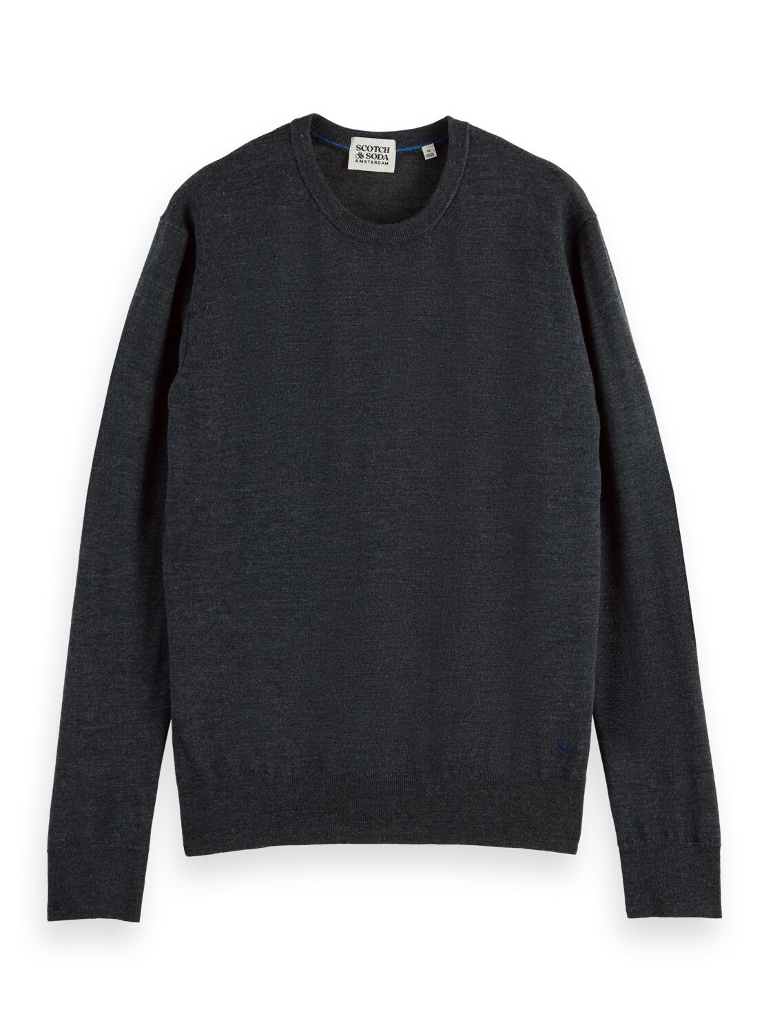 ESSENTIALS - CREWNECK PULLOVER IN MERINO WOOL GRAPHITE MELAN 1