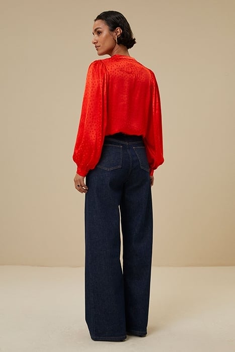 RIKKI SATIN BLOUSE POPPY-RED 2