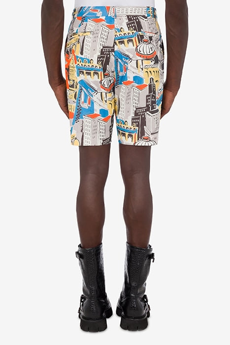 CITY PRINT NYLON BERMUDA SHORTS GREY 2