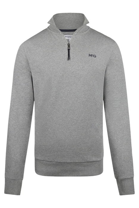 ZIP MOCK SWEATSHIRT MEDIUM GREY MELANGE 1
