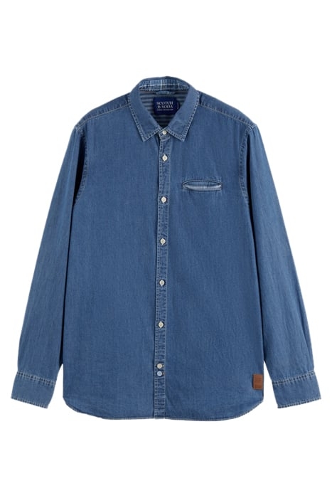 REGULAR-FIT LIGHTWEIGHT DETAIL-TRIMMED INDIGO SHIRT WASHED I 1