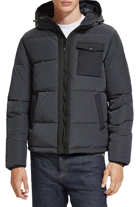 HOODED PUFFA JACKET BLACK 1