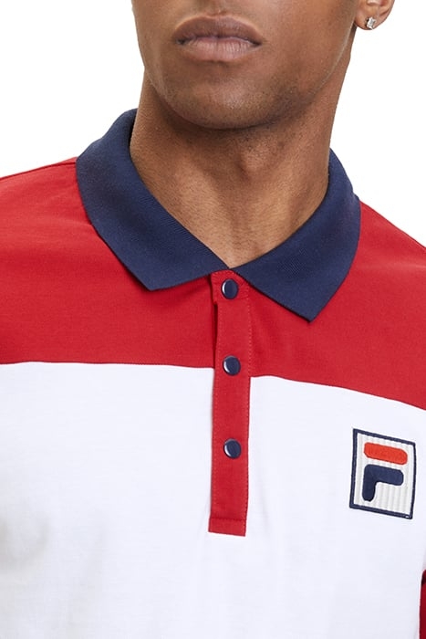 LIANSHAN BLOCKED POLO SHIRT BRIGHT WHITE-TRUE RED 6
