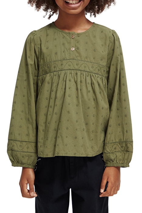 BRODERIE ANGLAISE PANELLED TOP MILITARY 1