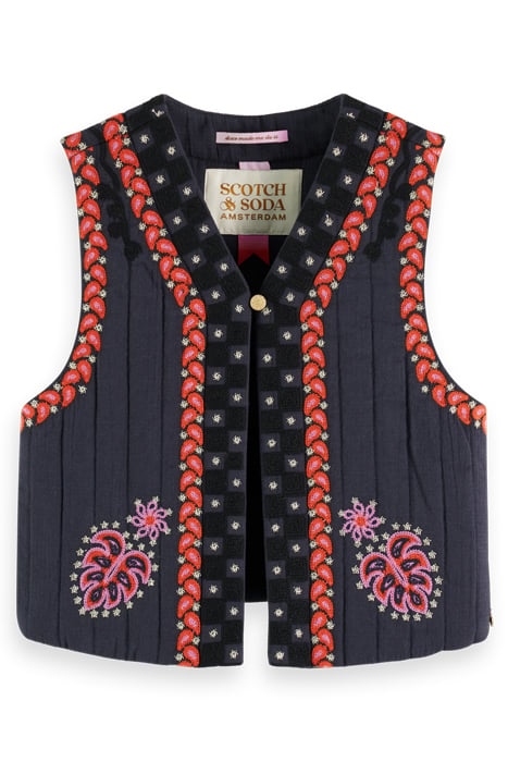 SHORTER-LENGTH EMBROIDERED GILET MIDNIGHT 3
