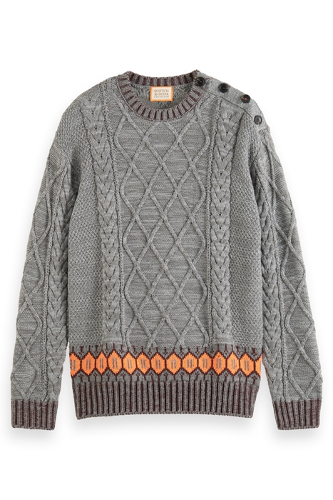 DROPPED SHOULDER FIT WOOL BLEND STRUCTURE SWEATER GREY MELAN 4