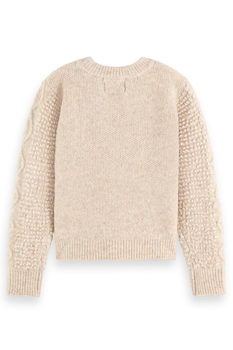 CABLE KNIT PULLOVER ECRU MELANGE 5
