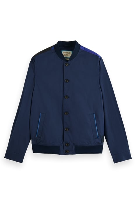 STRETCH POPLIN BOMBER JACKET WITH PRINTED BACK PANEL STEEL 4