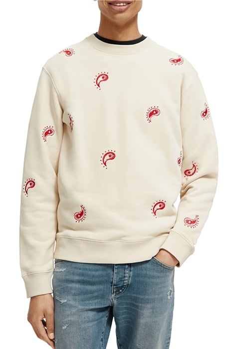 ALLOVER EMBROIDERED SWEATSHIRT STONE 1