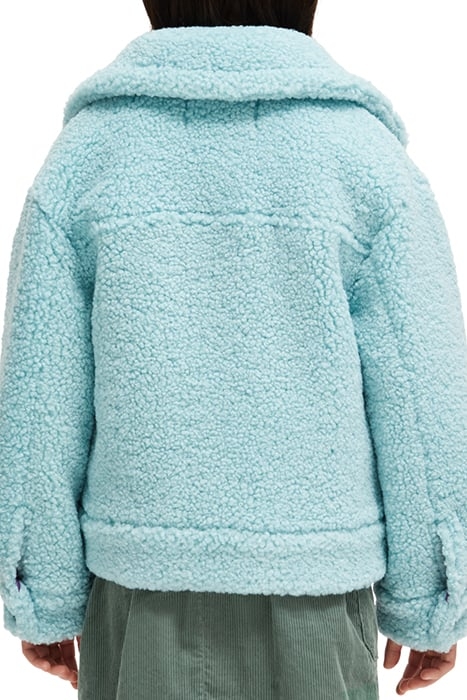 BOXY-FIT BONDED TEDDY TRUCKER JACKET ACOUSTIC BLUE 2