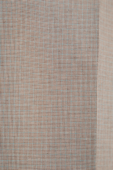 BEIGE SEMI-PLAIN CHECK SLIM TROUSERS 4