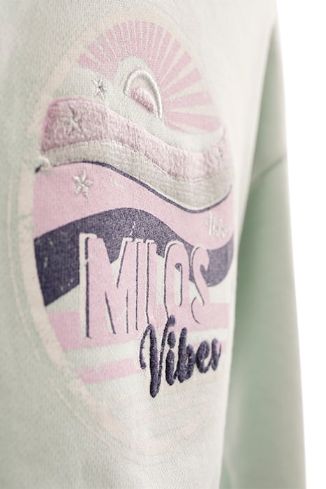 GIRLS’ AQUA GREEN EMBROIDERED VINTAGE IMAGE SWEATSHIRT 6