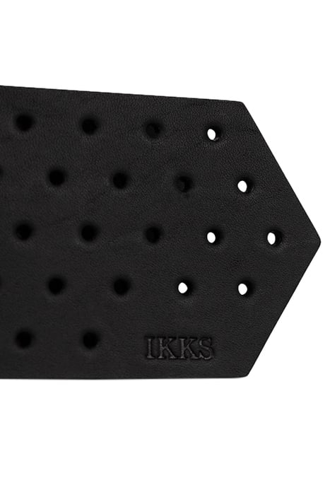 BLACK PERFORATED LEATHER WIDE BELT 3