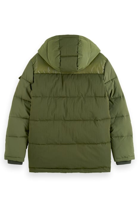 MID LENGTH FABRIC MIX PUFFA JACKET ARMY 4