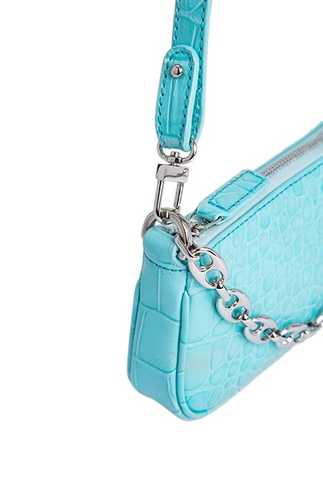MINI RACHEL AQUA BLUE CROCO EMBOSSED LEATHER 2