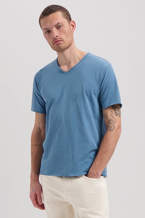 BASIC V-NECK TEE SLUB JERSEY AEGEAN BLUE 4