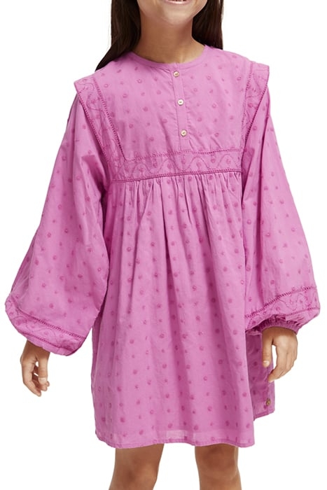 BRODERIE ANGLAISE PANEL DRESS VINYL VIOLET 1