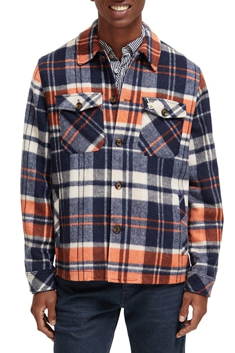 BRUSHED WOOL-BLEND CHECKED OVERSHIRT BLUE CHECK 1