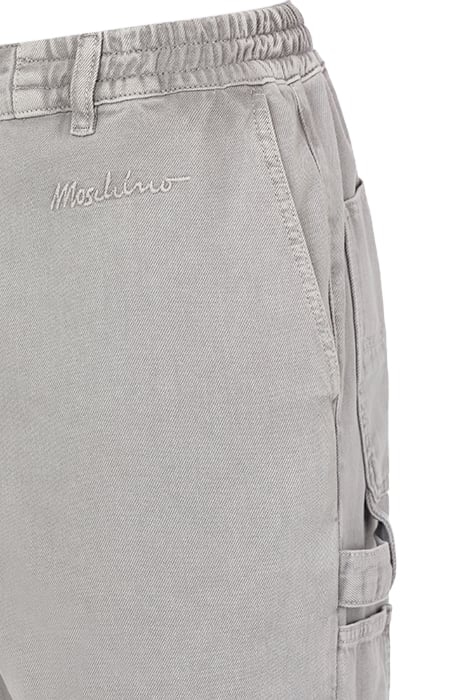 LOGO SIGNATURE GABARDINE TROUSERS GREY 4