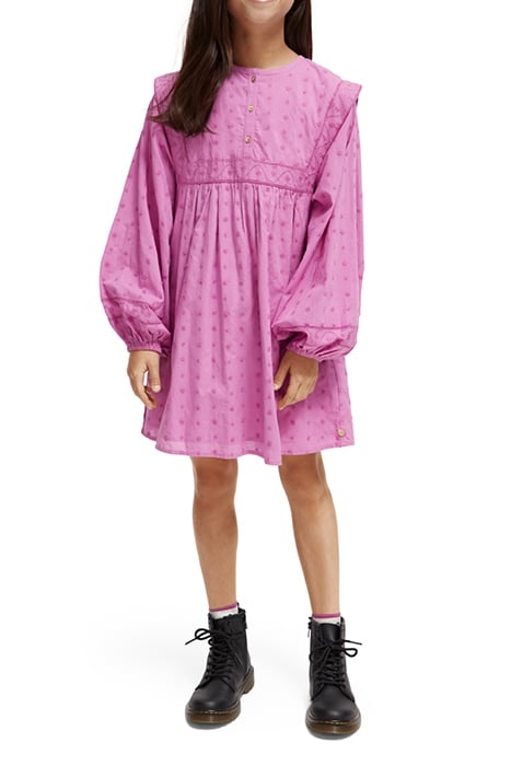 BRODERIE ANGLAISE PANEL DRESS VINYL VIOLET 2