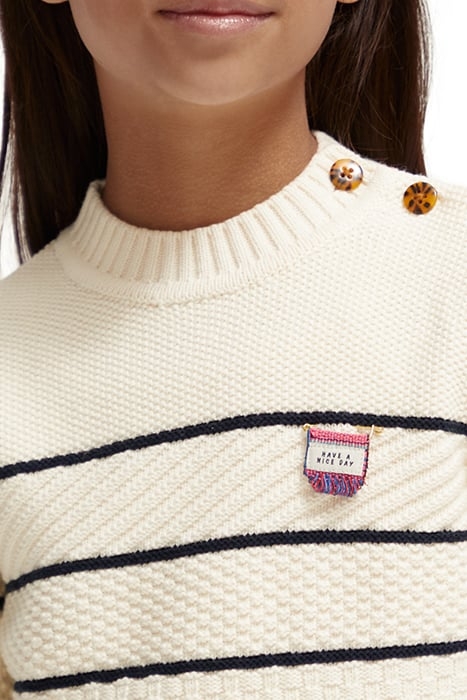 BUTTON SHOULDER BRETON PULLOVER ECRU 6