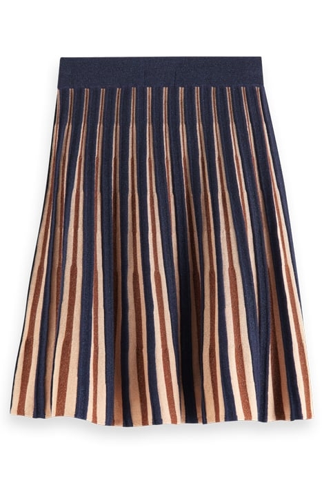 PLEATED KNITTED GLITTER MIDI SKIRT LUREX STRIPE 5