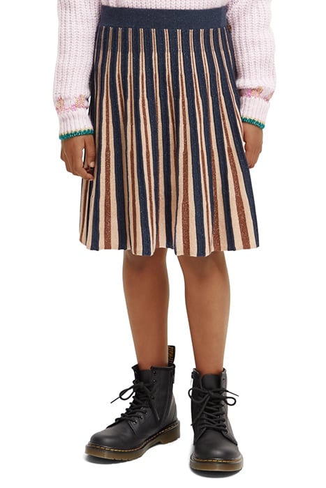 PLEATED KNITTED GLITTER MIDI SKIRT LUREX STRIPE 1