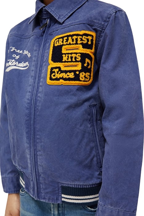 WASHED INDIGO DYED JACKET WITH ARTWORKS IN ORGANIC COTTON WO 7