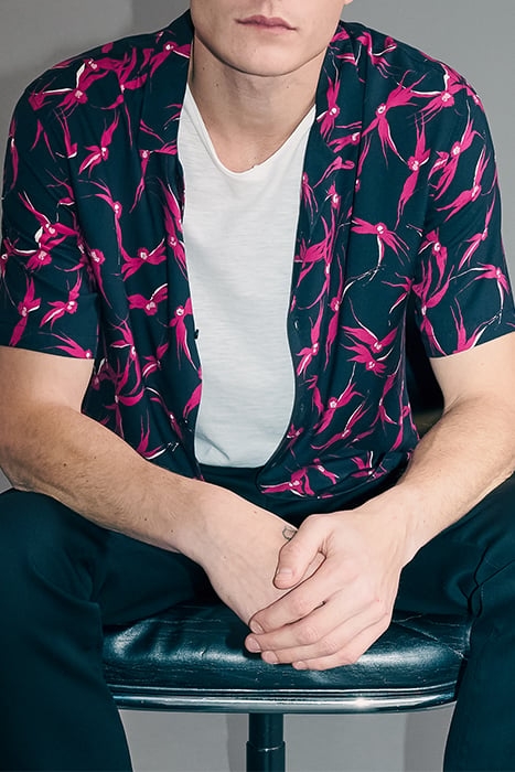 BLACK REGULAR SHIRT WITH PINK FLORAL PRINT 6