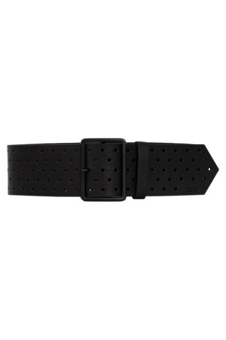 BLACK PERFORATED LEATHER WIDE BELT 1