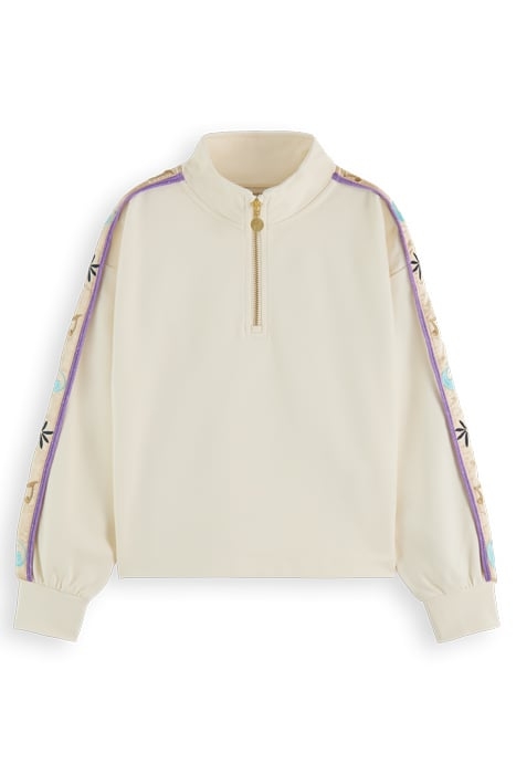 HALF-ZIP TAPE DETAIL SWEATSHIRT OFF WHITE 4