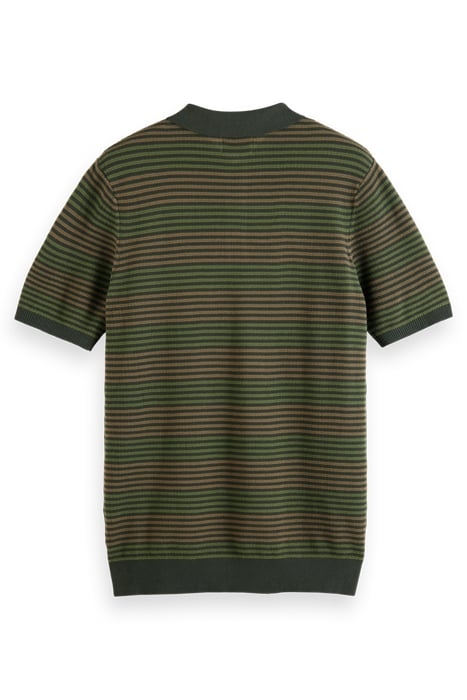 STRUCTURE KNITTED POLO IN ORGANIC COTTON MILITARY STRIPE 5