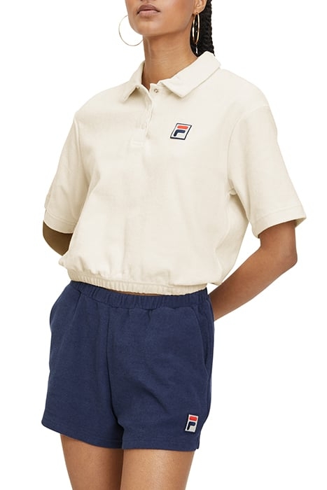 LUSAKA TOWELLING CROPPED POLO SHIRT ANTIQUE WHITE 1