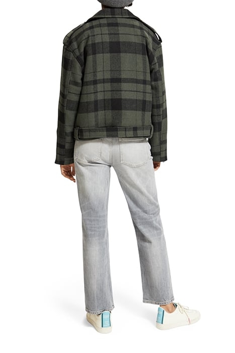 GREEN CHECK BIKER JACKET MILITARY GREEN CHECK 3